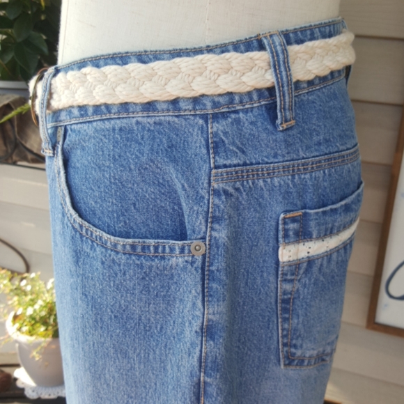 VINTAGE ♡ Sweet Cream Cotton Braided Belt w/Brown Trim 'n Bronze Hardware S/M - Picture 7 of 10